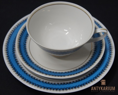 Trio Stara Porcelana filiżanka niebiesko czarna