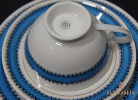 Trio Stara Porcelana filiżanka niebiesko czarna