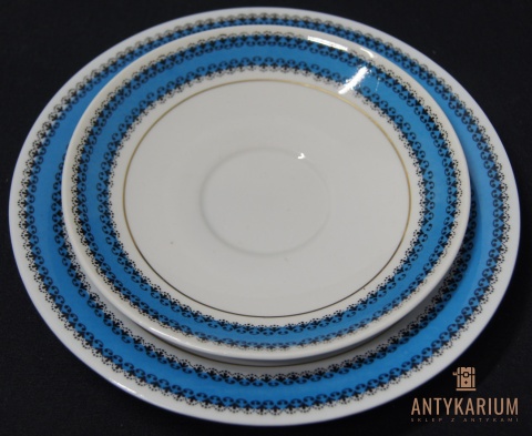 Trio Stara Porcelana filiżanka niebiesko czarna