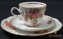 Trio Stara Porcelana filiżanka złocenia róża