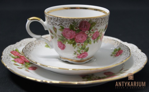 Trio Stara Porcelana filiżanka złocenia róża
