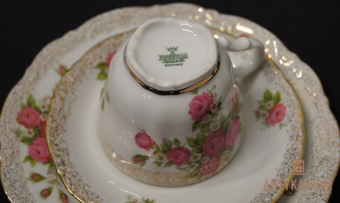 Trio Stara Porcelana filiżanka złocenia róża