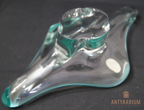 Bohemia patera zielona poświata 41cm