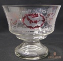 Egermann Ruby Glass Table Centerpiece Ręcznie grawerowany 1970