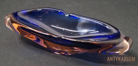 Grube szkło dekoracyjne różowo granatowe 19cm