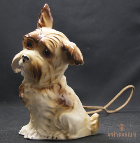 Porcelanowy pies lampka nocna sygnowana EHZ