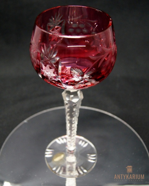 Remer stary malinowy kryształowy kielich do wina 19,5cm