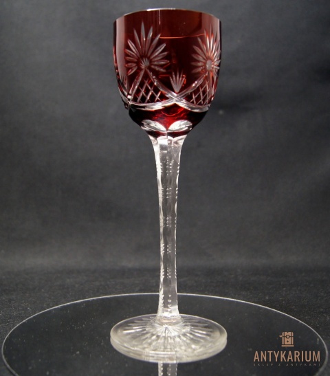 Remer stary rubinowy kryształowy kielich do wina 20cm