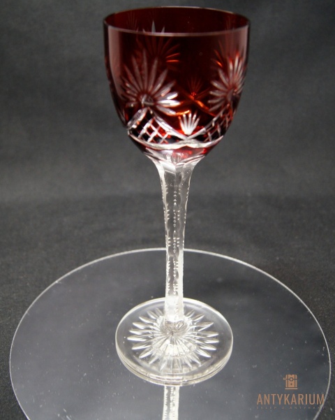 Remer stary rubinowy kryształowy kielich do wina 20cm