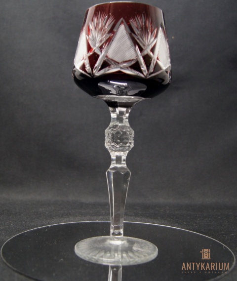 Remer stary rubinowy kryształowy kielich do wina 21cm