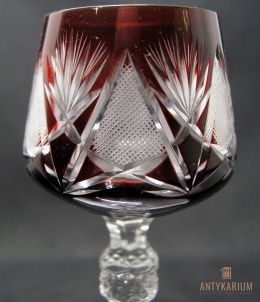 Remer stary rubinowy kryształowy kielich do wina 21cm