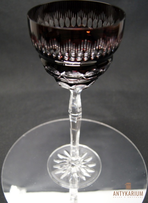 Remer stary rubinowy kryształowy kielich do wina 21cm