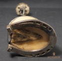 Świecznik figuralny secesja kobieta z wężem na kopycie końskim 28,5cm