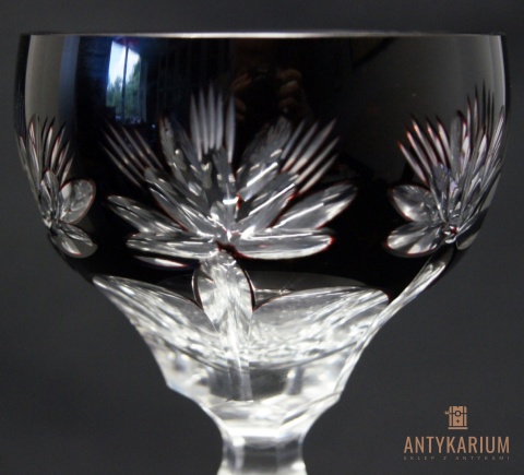 Kieliszek kryształowy Remer – Huta Józefina, Śpiewający Rubin (19 cm) – Unikat / Vintage