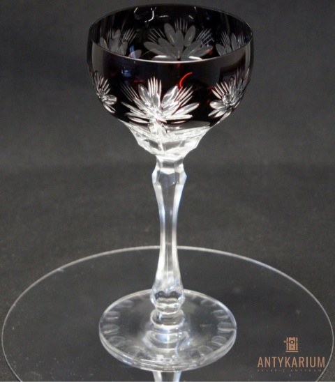 Kieliszek kryształowy Remer – Huta Józefina, Śpiewający Rubin (19 cm) – Unikat / Vintage
