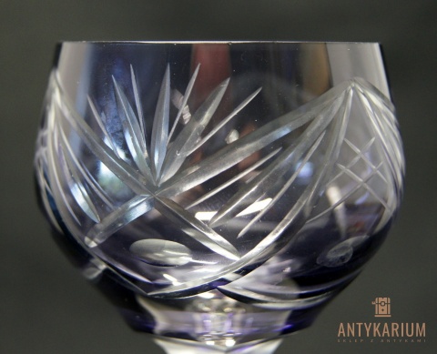 Remer stary fioletowy kryształowy kielich do wina 21cm