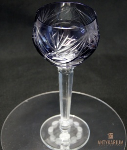 Remer stary fioletowy kryształowy kielich do wina 21cm