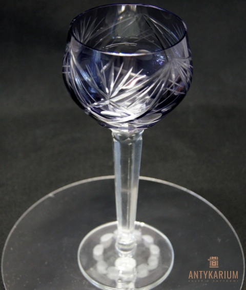 Remer stary fioletowy kryształowy kielich do wina 21cm