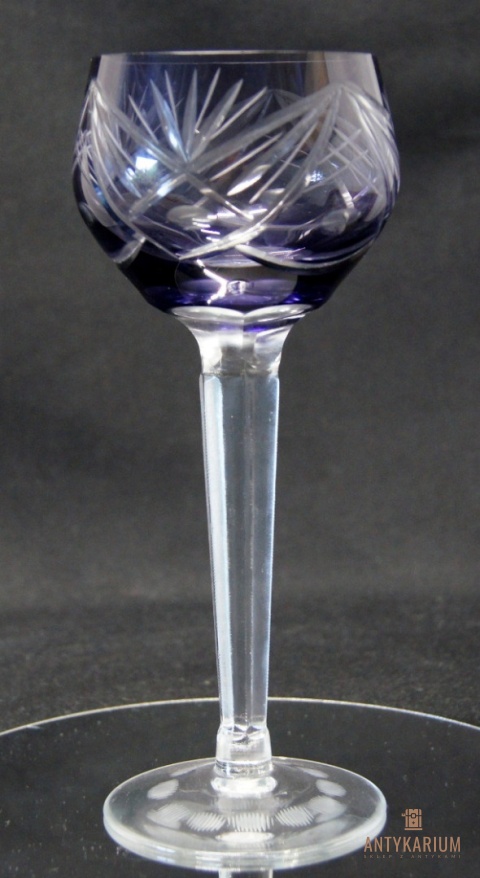 Remer stary fioletowy kryształowy kielich do wina 21cm