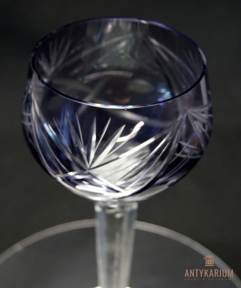 Remer stary fioletowy kryształowy kielich do wina 21cm