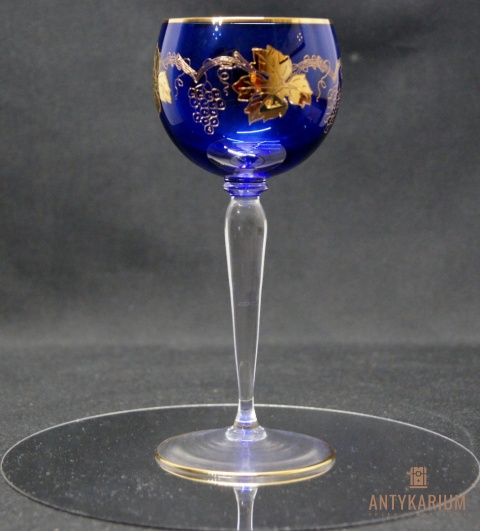 Remer stary kobaltowy kryształowy kielich do wina 18,5cm