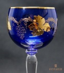 Remer stary kobaltowy kryształowy kielich do wina 18,5cm