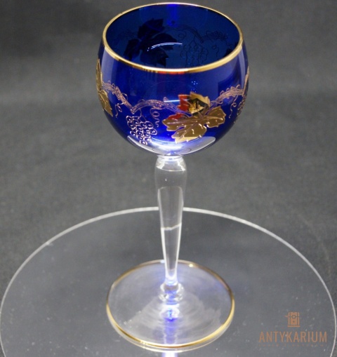 Remer stary kobaltowy kryształowy kielich do wina 18,5cm
