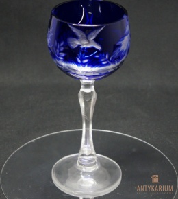 Remer stary kobaltowy kryształowy kielich do wina 19,5cm