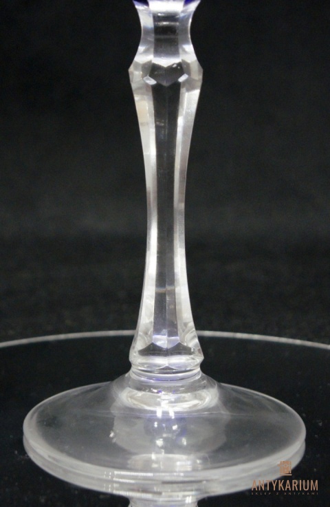 Remer stary kobaltowy kryształowy kielich do wina 19,5cm