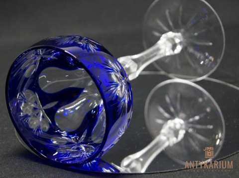 Remer stary kobaltowy kryształowy kielich do wina 19cm