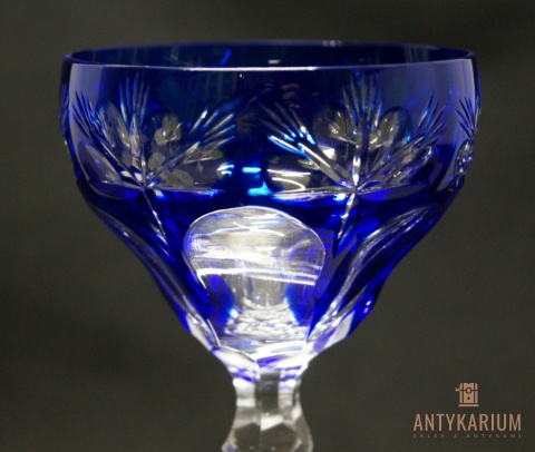 Remer stary kobaltowy kryształowy kielich do wina 19cm