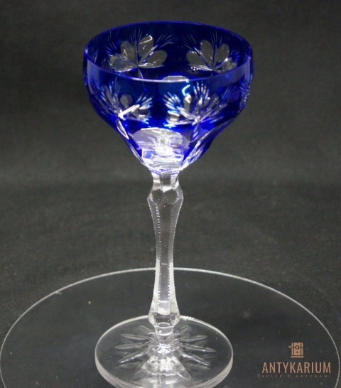 Remer stary kobaltowy kryształowy kielich do wina 19cm