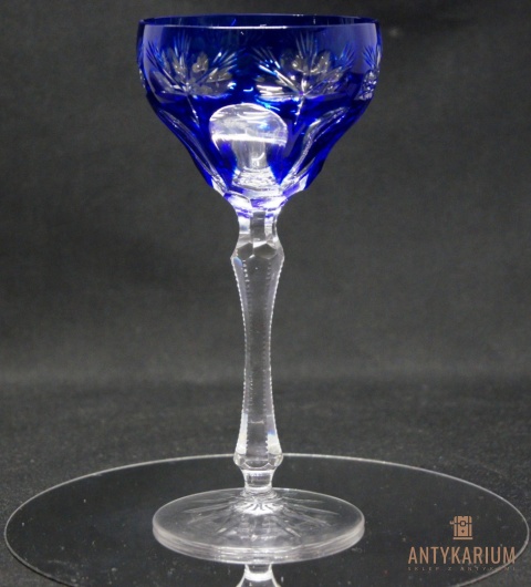 Remer stary kobaltowy kryształowy kielich do wina 19cm