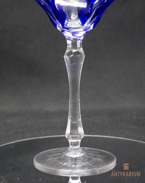 Remer stary kobaltowy kryształowy kielich do wina 19cm