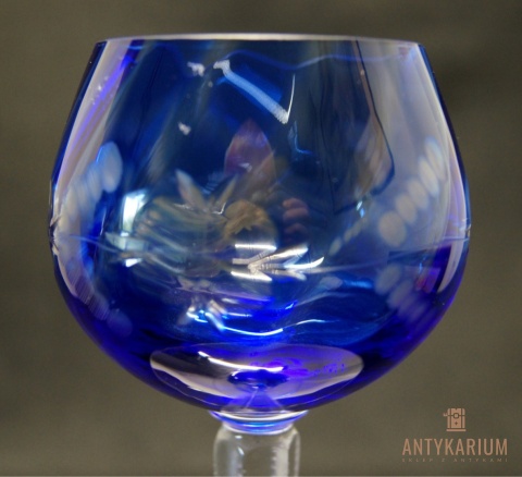 Remer stary kobaltowy kryształowy kielich do wina 19cm