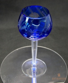 Remer stary kobaltowy kryształowy kielich do wina 19cm