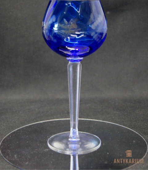 Remer stary kobaltowy kryształowy kielich do wina 19cm