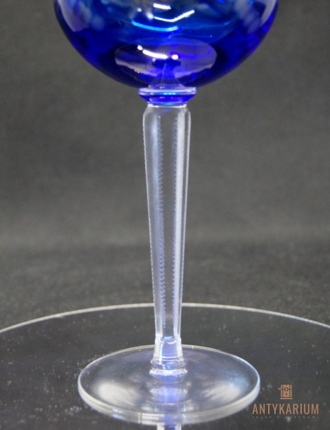 Remer stary kobaltowy kryształowy kielich do wina 19cm