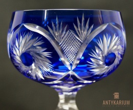 Remer stary kobaltowy kryształowy kielich do wina 20cm