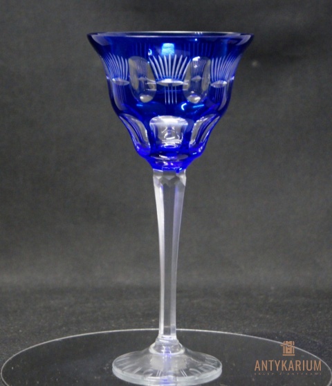Remer stary kobaltowy kryształowy kielich do wina 20cm