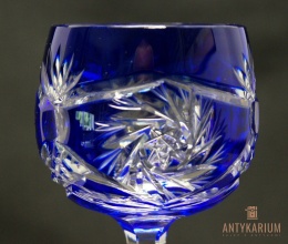 Remer stary kobaltowy kryształowy kielich do wina 21,5cm