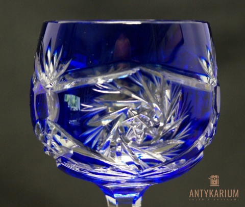 Remer stary kobaltowy kryształowy kielich do wina 21,5cm