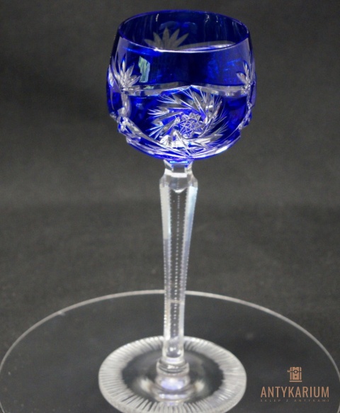 Remer stary kobaltowy kryształowy kielich do wina 21,5cm