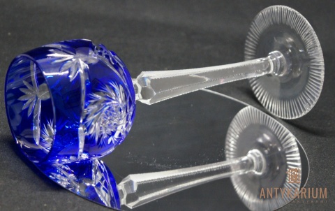 Remer stary kobaltowy kryształowy kielich do wina 21,5cm