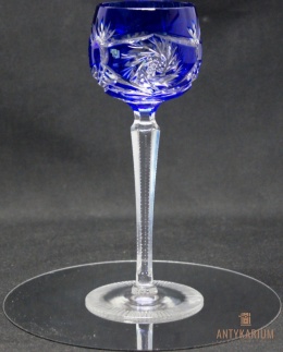 Remer stary kobaltowy kryształowy kielich do wina 21,5cm