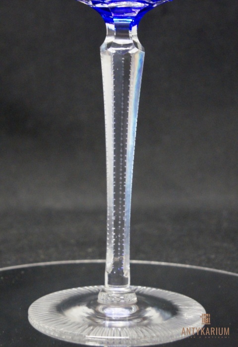 Remer stary kobaltowy kryształowy kielich do wina 21,5cm
