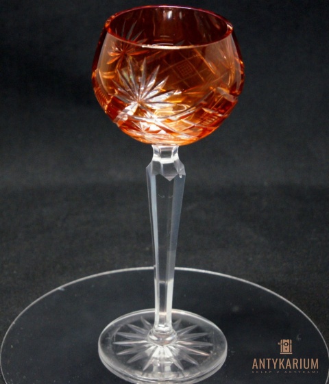 Remer stary malinowy kryształowy kielich do wina 21cm