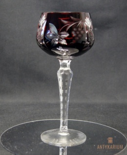 Remer stary rubinowy kryształowy kielich do wina 20cm