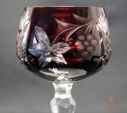 Remer stary rubinowy kryształowy kielich do wina 20cm
