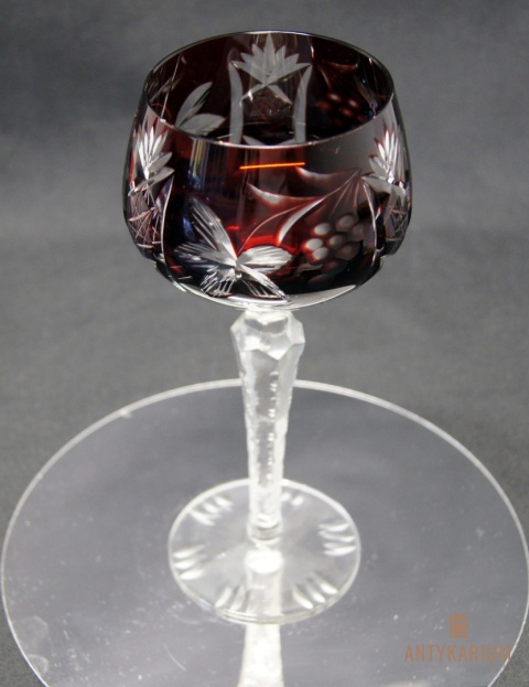 Remer stary rubinowy kryształowy kielich do wina 20cm